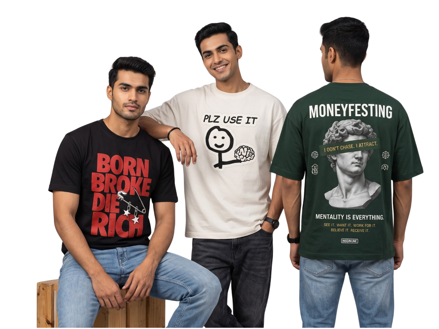 Three models wearing Fanboy printed T-shirts